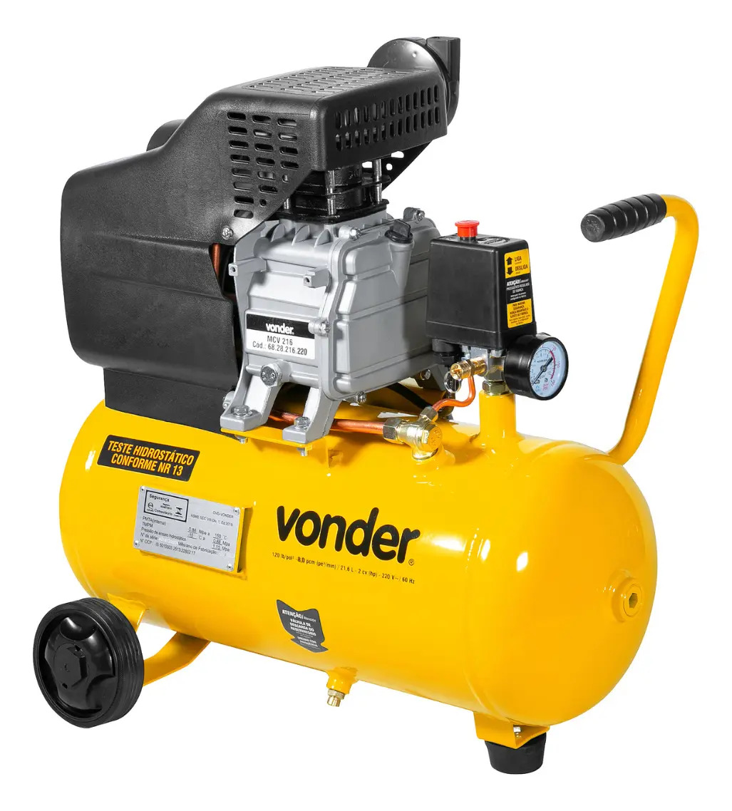 Motocompressor De Ar 8,0 Pcm 21,6 Litros Mcv 216 Vonder 220v