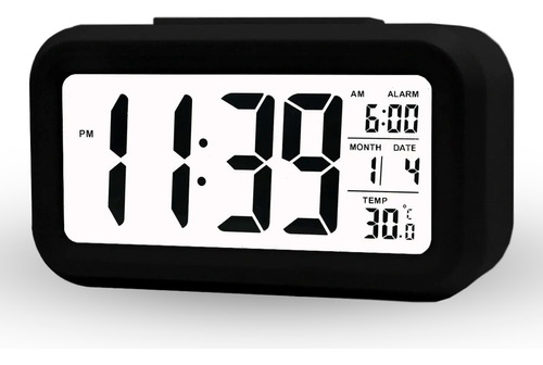 Relógio Despertador Digital Alto De Mesa Temperatura Calendário Com Sensor de Luminosidade