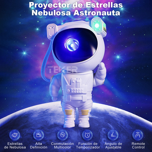 Proyector De Estrella Galaxia Astronauta Lampara De Noche