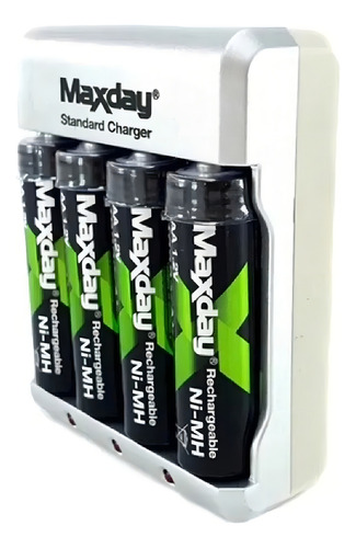 Kit 4 Cargador Baterías Aa Aaa 9v + 4 Recargables Aa