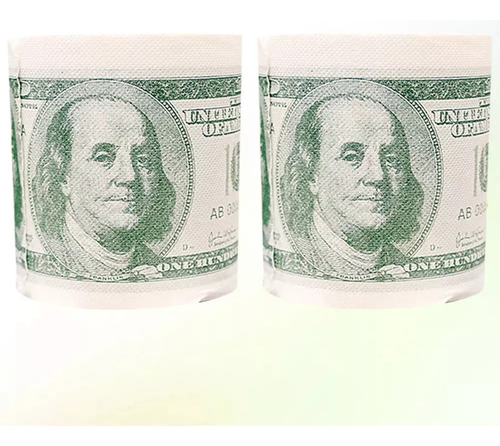 Papel Higiénico Impreso Great Value Dollar, 2 Rollos, Nuevo