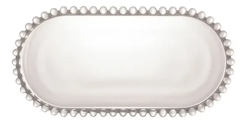 Travessa Bandeja De Cristal Wolff Pearl Bolinha 24cm 28386 Transparente