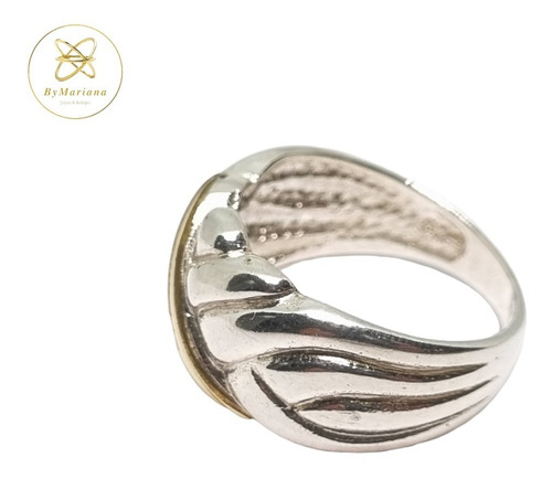 Imagen 3 de 6 de Anillo Plata Y Oro Cruzado Entrelazado