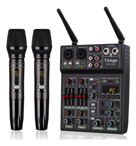 Mezclador De Audio Profesional Con Micrófono Inalámbrico Dua