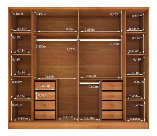 Guarda Roupa Casal 6 Portas 8 Gavetas Com Espelho Portugal