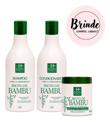 Kit Manutenção Home Care Hboni Com 3 Peças Broto De Bambu