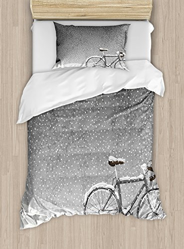 Anbesonne Invierno Duvet Cover Set, Bicicleta Fn3y6