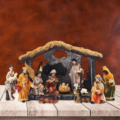 Nacimiento Navideño Tradicional 12 Piezas (resina Fina) Herm