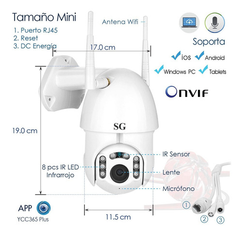 Camara Ip 2mp Full Hd Mini Domo Wifi Audio Exterior Deteccion Movimiento Dvr Robotica Seguridad Inalambrica Video