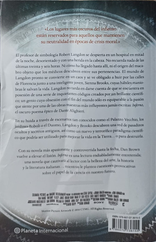 Inferno / M De Dan Brown Planeta Tapa Blanda 2016