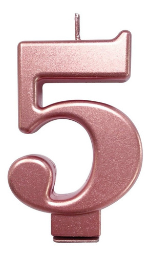 Número 5 - Vela Cromada Metalizada Rose Gold Para Bolo 