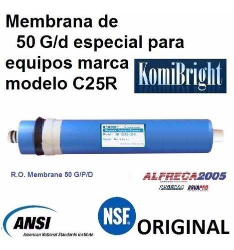 Membrana Osmosis Inversa Para Komibright Mod.c25r De 50 G/d
