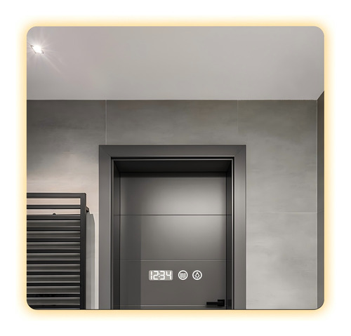 Espejo Led Baño Touch 3 Modo Con Antivaho Hora Temp 60x60cm