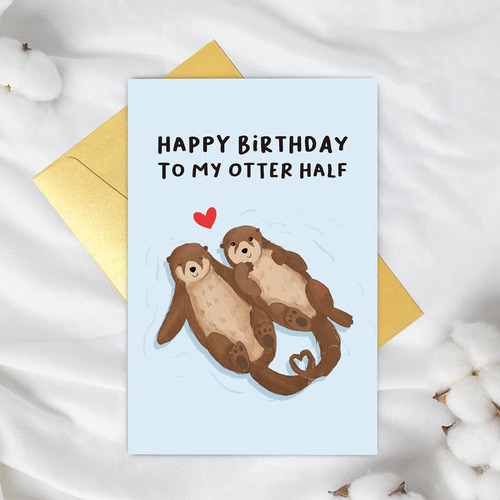 Tarjeta De Cumpleaños Linda De Nutria Novia Novio, Tar...
