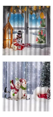 2 Juegos De Cortinas Navideñas, Decoraciones Navideñas Para