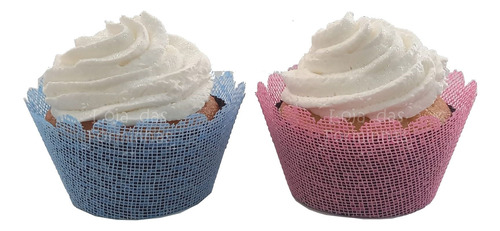 24 Wrapper Cupcake Tela Escócia Rosa Bebê Azul Chá Revelação