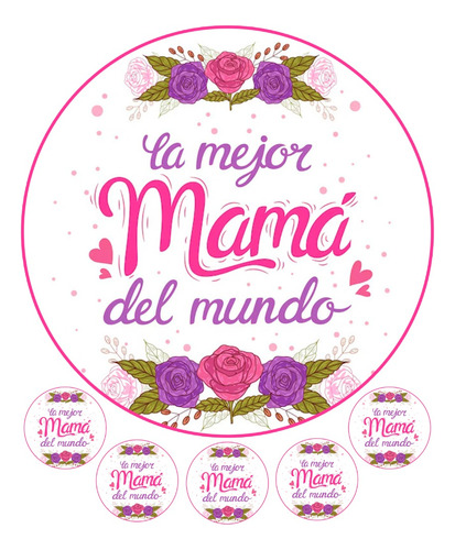 Lamina Comestible Dia De La Mamá- 20 Cm Y Chicas -azucar