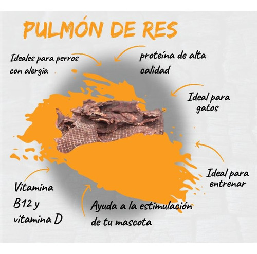 Premios Para Mascota De Pulmon De Res Deshidratado 2 Bolsas
