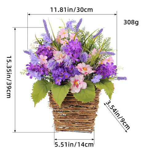 Cesta De Flores De Simulación H Purple Sim 8003