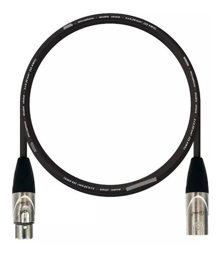 Kit 3 Cabos Kato De Microfone K2 Xlr Xlr Preto 10 Mt (3 Un)
