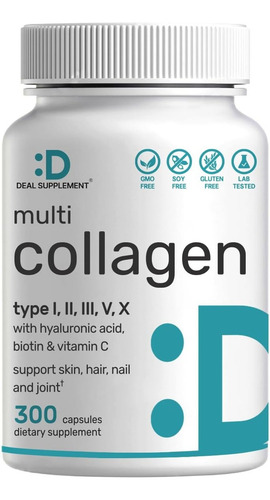 Colágeno Tipo I, Ii, Iii, V, X + Acido Hialuronico + Biotina Sabor S/n