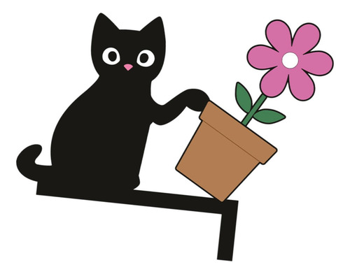 Fa Esquina De La Puerta Derecha Gato De Maceta De Flores