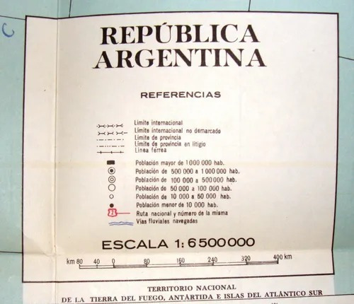 Mapa Republica Argentina Politico 1963 40x60 Cms. Color
