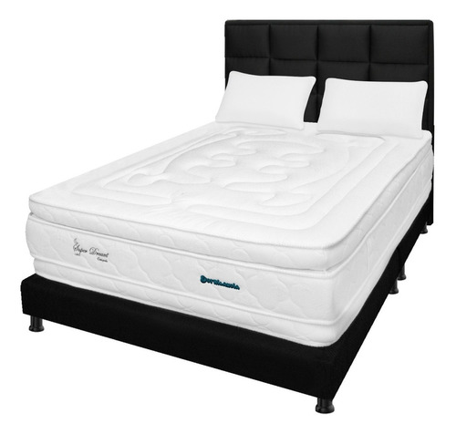 Combo Colchón Super Dream140x190+basecama+cabecero+almohadas Color Blanco