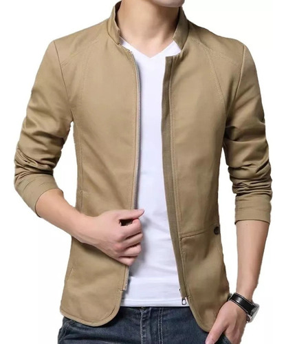 Abrigo Tipo Blazer Informal Algodón Cuello Alto Para Hombre