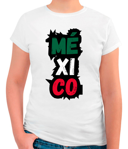 Playera Para Mujer De Diseño México Tricolor