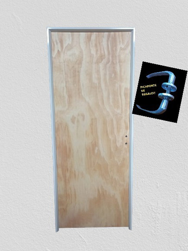 Imagen 1 de 7 de Puerta Placa Pino 0,80x2,00 Mts Marco Aluminio 7,5 Cm Ancho