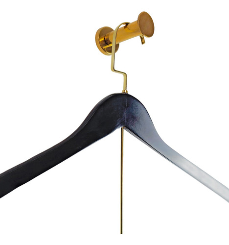 Kit 10 Cabide Madeira Duplo Extensor Dourado Luxo Adulto