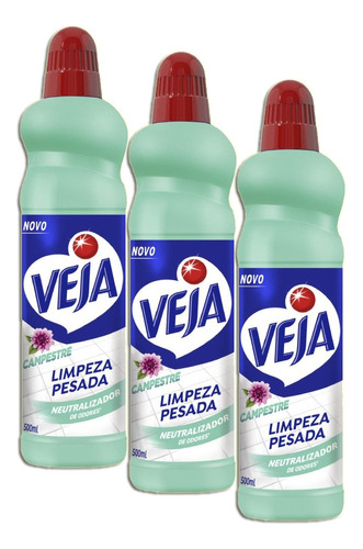 Veja Gold Limpeza Pesada Floral Campestre Com 500ml Kit 3