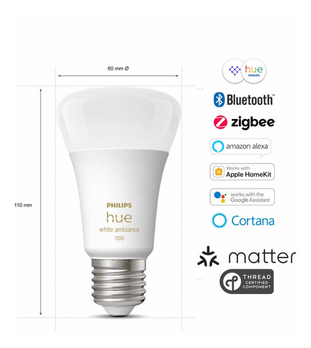 Imagen 5 de 10 de Pack 4 Philips Hue White Ambience Calido~frio E27 Bt 1100lm