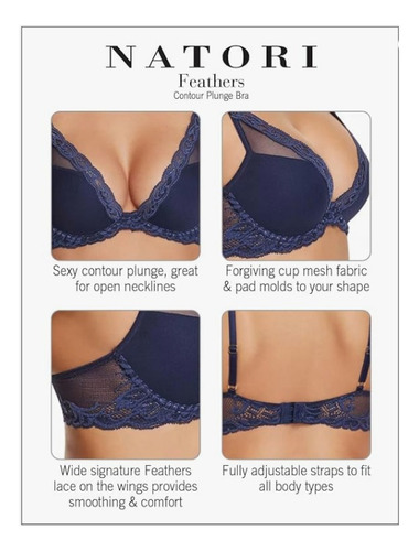Natori Feather Contour Brasier Escote Profundo Polar Bue 34c