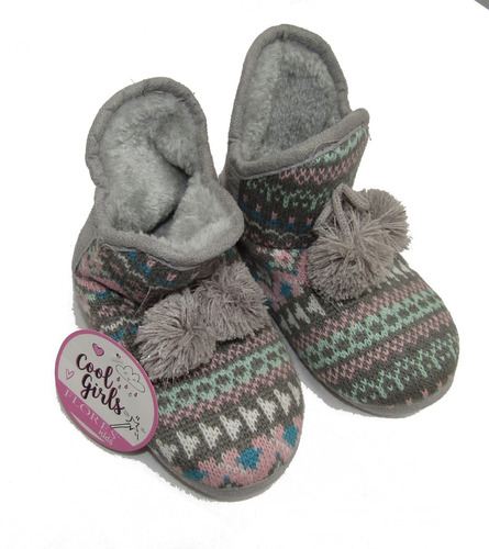 Pack 4 Pares Pantufla Botin Tejido Niña Marca Flores