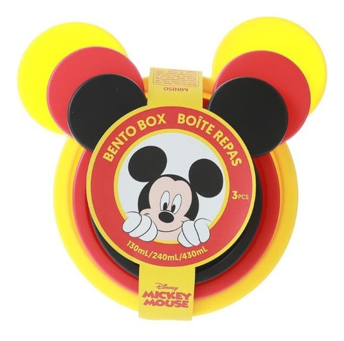 Set Contenedor Comida 3 Piezas Mickey Mouse Original Disney