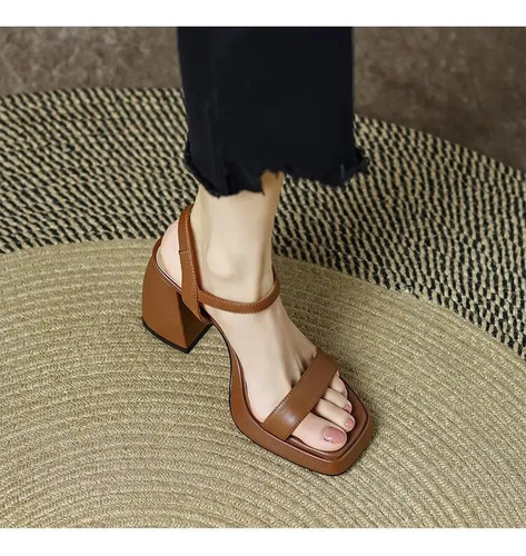 Sandalias De Tacón Alto De Mujer De Tacón Grueso Estilo Core