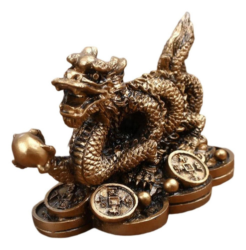 Feng Shui Chino Dragón Estatua Suerte Éxito Coleccionables Color Bronze