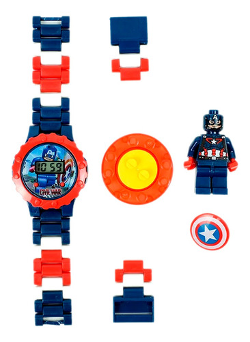 Reloj Digital + Muñeco Armable Fichas Bloques Niños Niñas