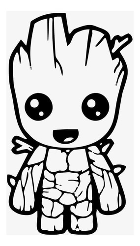 1pz Sticker Vinil Calcomania Baby Groot 15x3cm Negro 