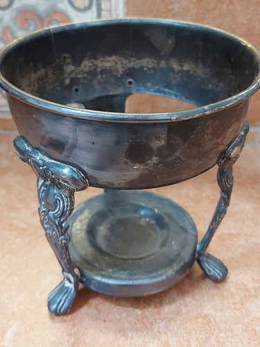 Antiguo Soporte O Base Para Botellas Baño De Plata Dañado (Usado)