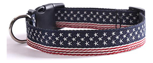 Axgo American Flag Collar De Perros De Nylon Hx1wz