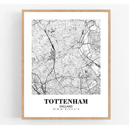 Póster De Arte Moderno Del Mapa De Ciudad De Tottenham...
