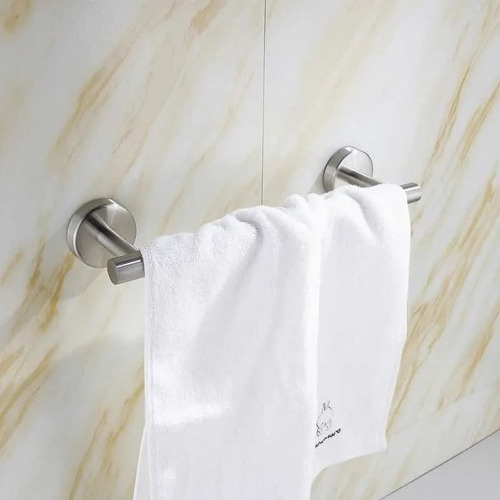 Imagen 4 de 5 de Set Kit 3 Accesorios Baño Acero Inoxidable Perchero Toallero