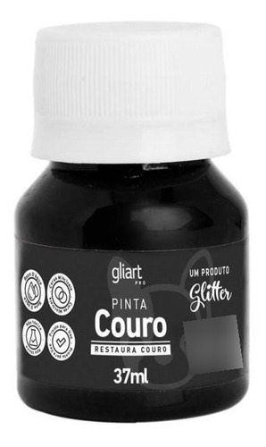 Tinta Acrílica Pinta Couro 37ml Gliart Cor Preto