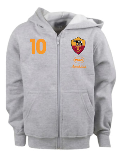 Campera  Salida Algodon As Roma De Italia Canguro C/capucha