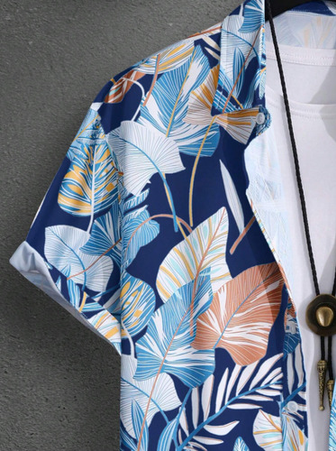 Conjunto De Playa Para Hombre Con Camisa De Manga Corta Con
