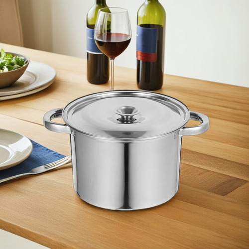 Olla De Acero Inoxidable Con Tapa Y Asas De Alta Resistencia