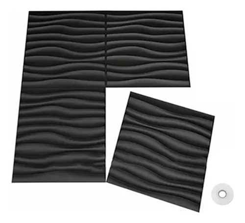 Atf Paneles Decorativos 3d Negro 30x30cm 20 Piezas Con Cinta